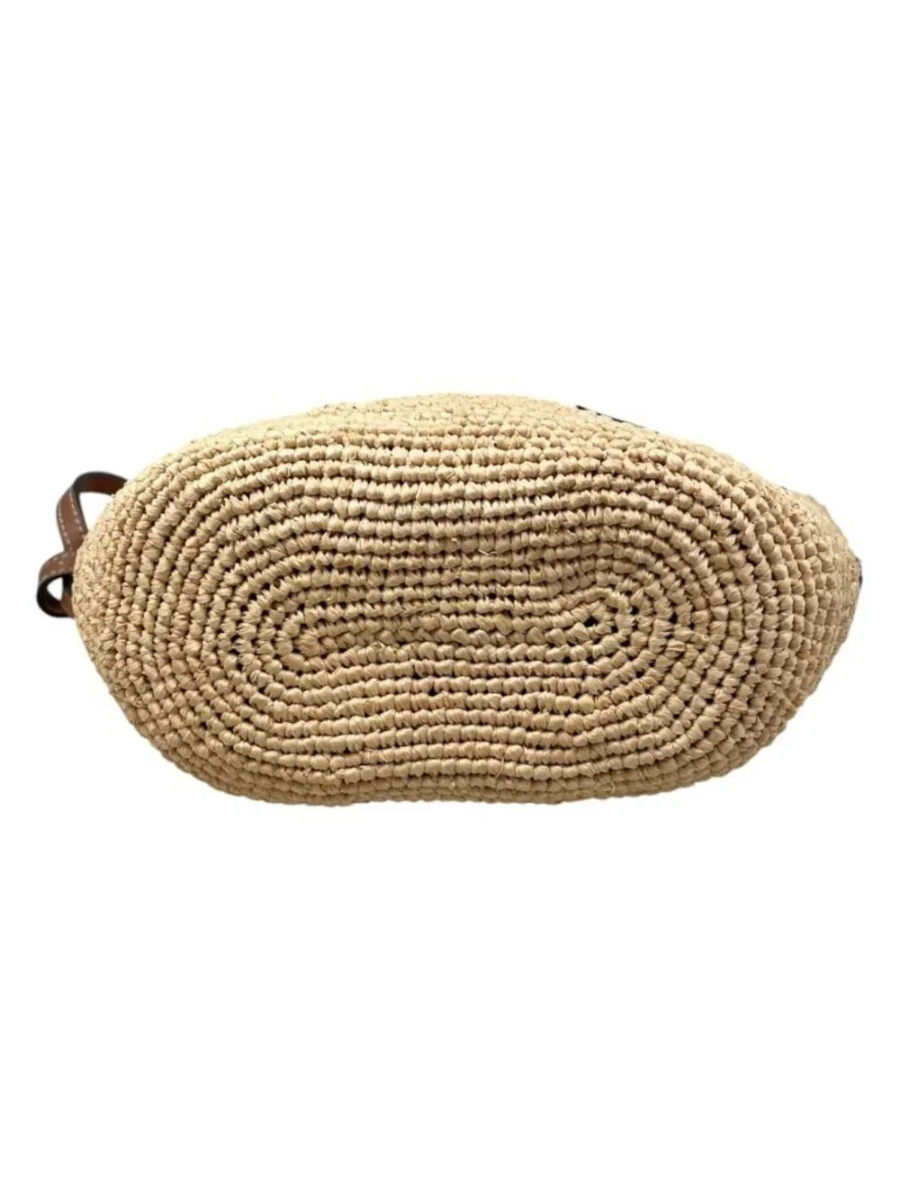 Loewe Shoulder Bag Slit Pochette Raffia Calfskin Anagram Logo Patch Natural